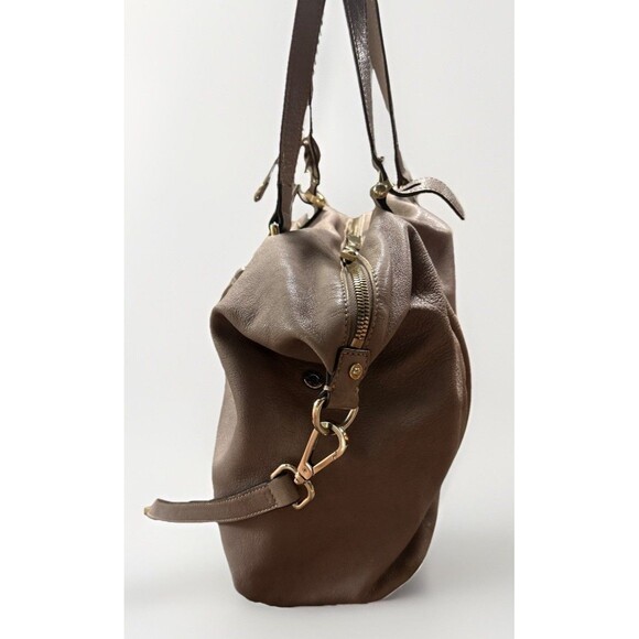 Cromia Purse Bag Hobo Beige Tassel Logo Strap Handles Goat Skin Italy - Picture 5 of 13